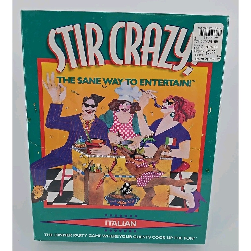 New Vintage 1996 Stir Crazy! Italian Dinner Party Retired Board‎ Cooking Game